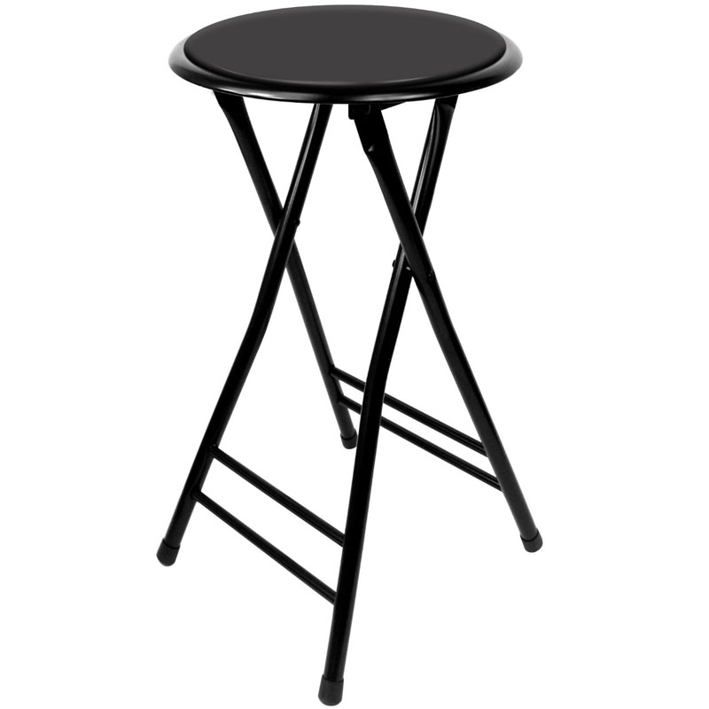 24" Black Cushioned Folding Stool