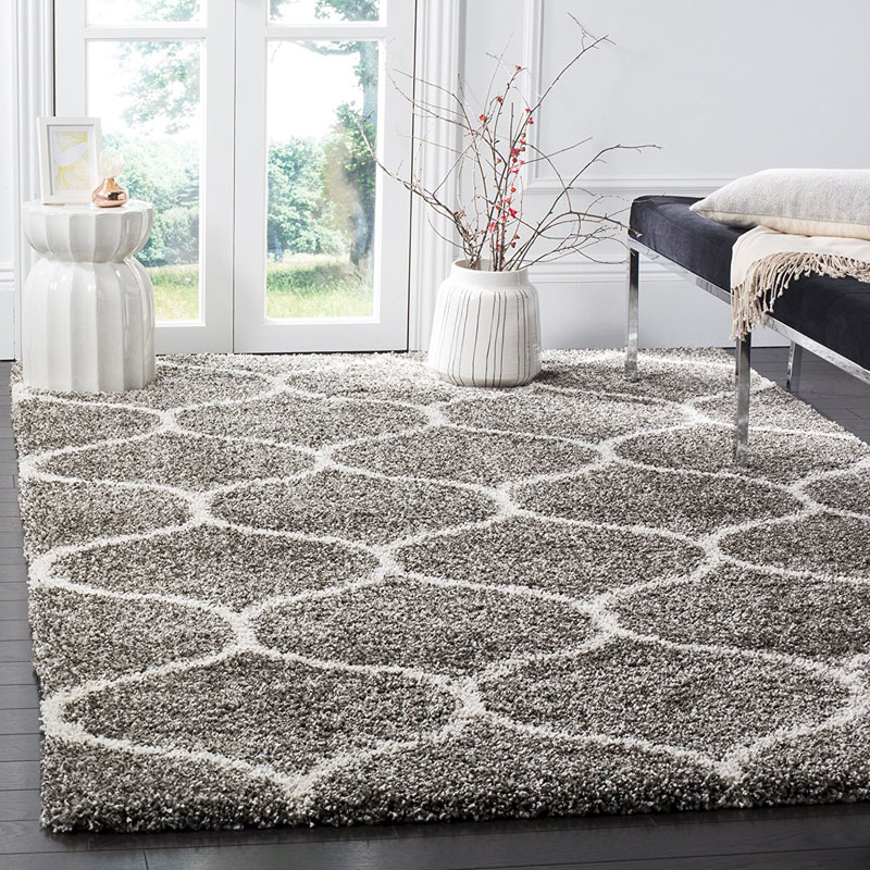 Grey and Ivory 8x10 Shag Area Rug