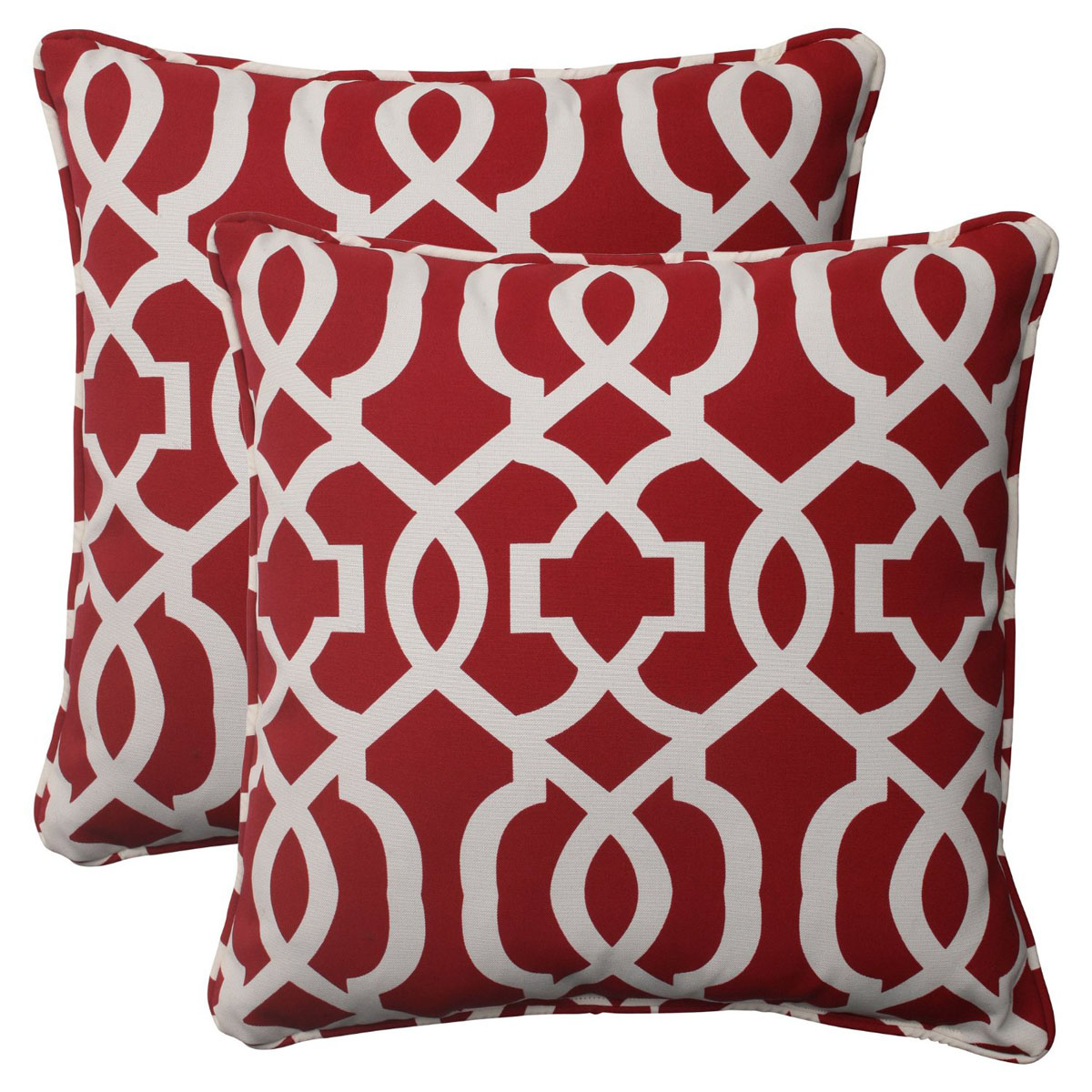 red sofa pillows