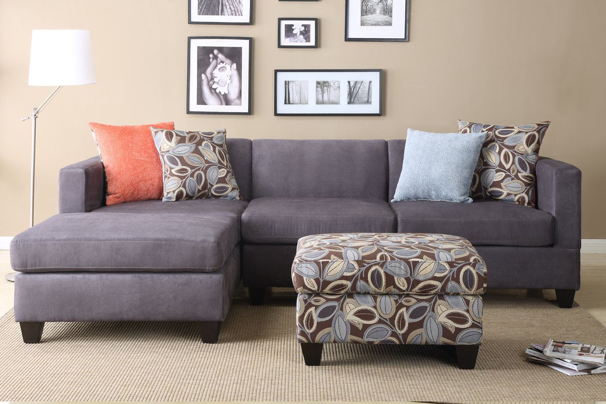 Sectional Sofa with Ottoman and Accent Pillows