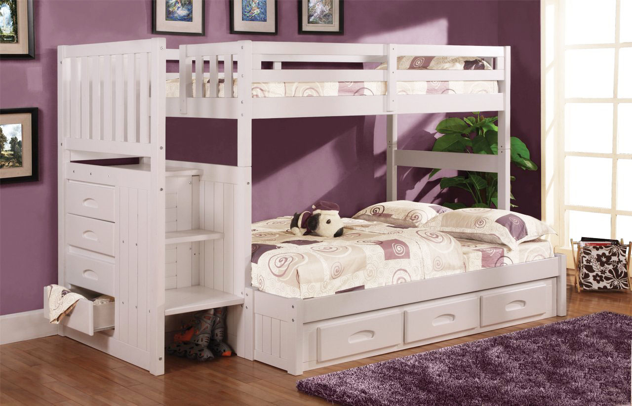 White-Bunk-Beds-With-Stair-Stepper-Drawers White Bunk Beds With Stair Stepper